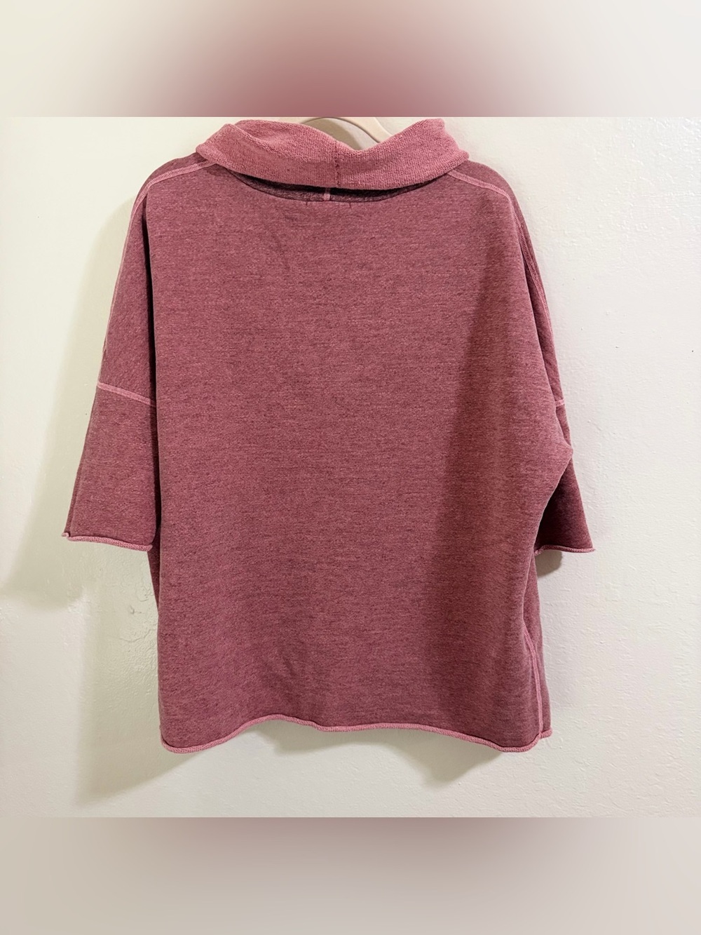 James Perse Standard Melange Funnel Neck Cropped Sweatshirt Mauve Pink size 2/ M - Picture 6 of 9